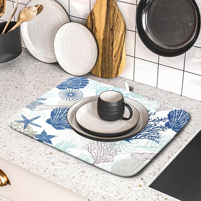 Summer Navy Blue Dish Drying Mat - Image 5