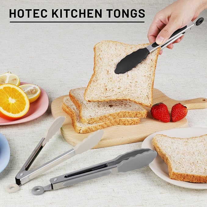Hotec 7-Inch Mini Silicone Kitchen Tongs, Heat Resistant Non-Stick Small - Image 8