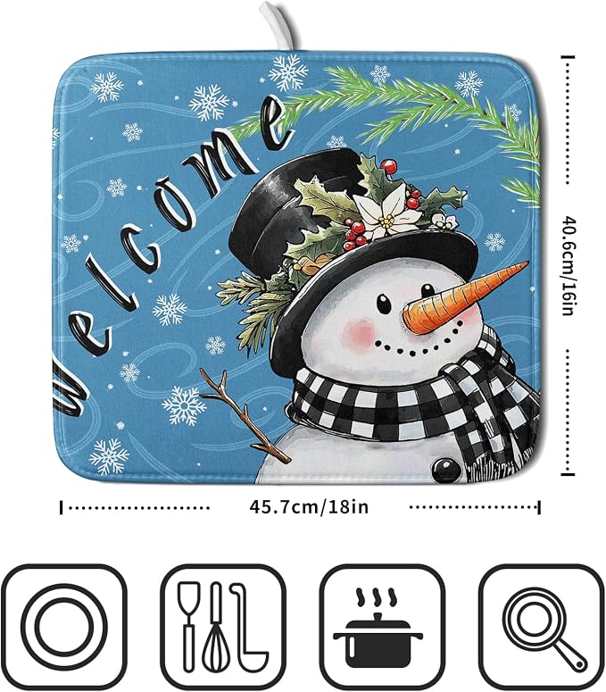 Christmas Snowman Dish Drying Mat - Image 2