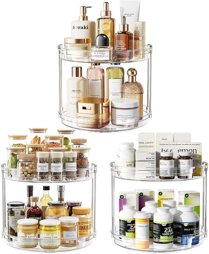 LAMU 3 Pack 10.6'' 2-Tier Lazy Susan Turntable Organizer Rotating Spice Rack by YourHome-OrganizationHelper