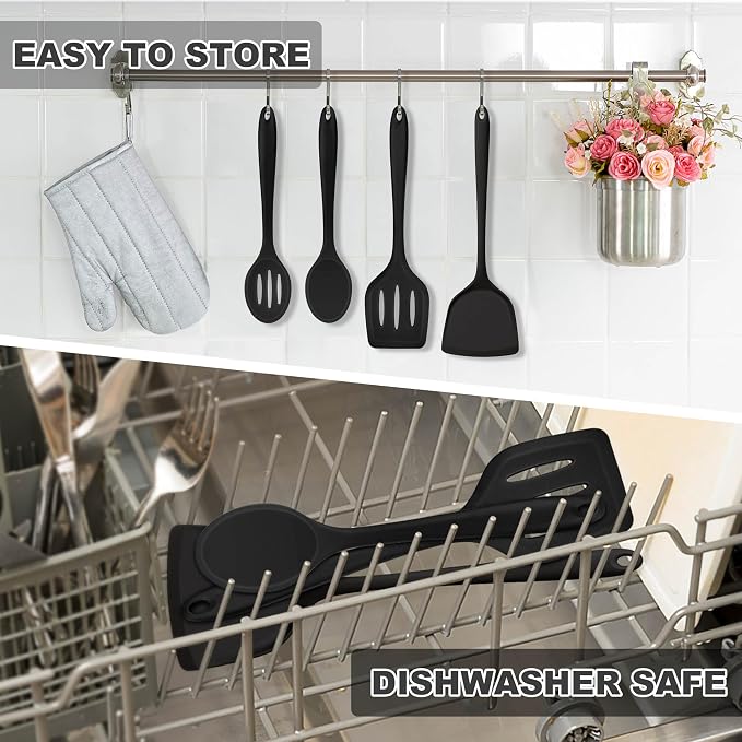 TeamFar Silicone Cooking Utensils, Heat-Resistant Solid & Slotted Cooking - Image 7