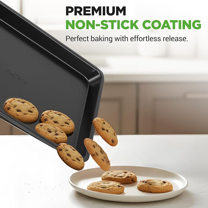 NutriChef Stackable Non-Stick Baking Pan Set – Carbon Steel Bakeware Set w/ - Image 6