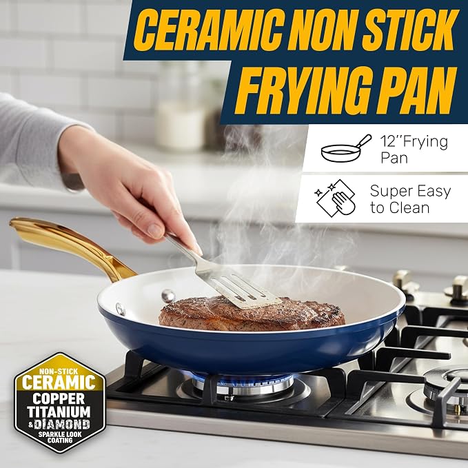GOTHAM STEEL 12 Inch Non Stick Frying Pans Nonstick Skillet, Ceramic Pan - Image 2