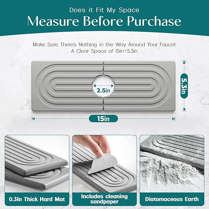 eormoe Faucet Mat for Kitchen Sink - Image 2