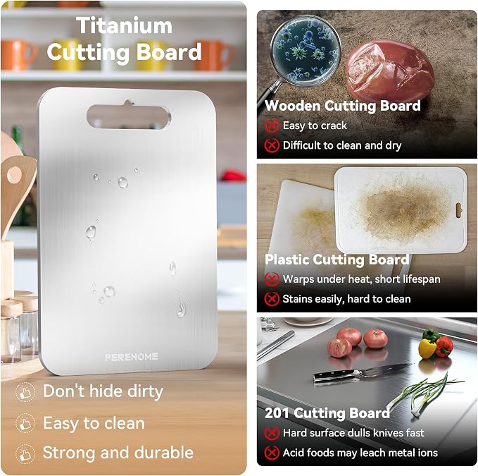 Titanium Cutting Board for Kitchen Set of 3, Cutting Board Double Sided Food - Image 2