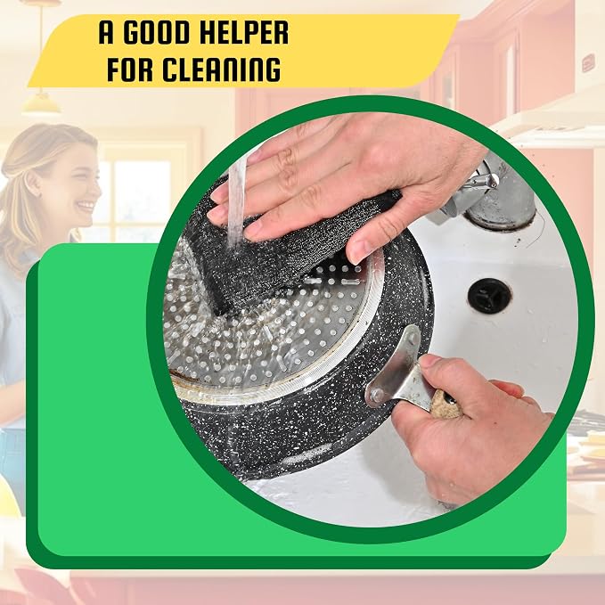 Steel Wool Scrub Sponges Kitchen, Reusable Dish Scrubber Sponge, - Image 4