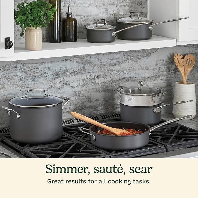 Cuisinart Chef's Classic™ Nonstick Hard Anodized 17 Piece Set w/Tempered Glass - Image 4
