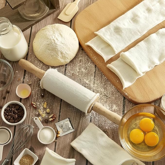 4 Rolling Pin Covers 14.96 x 1.97 Inch Cotton White Rolling Pin Sock Sleeve - Image 5