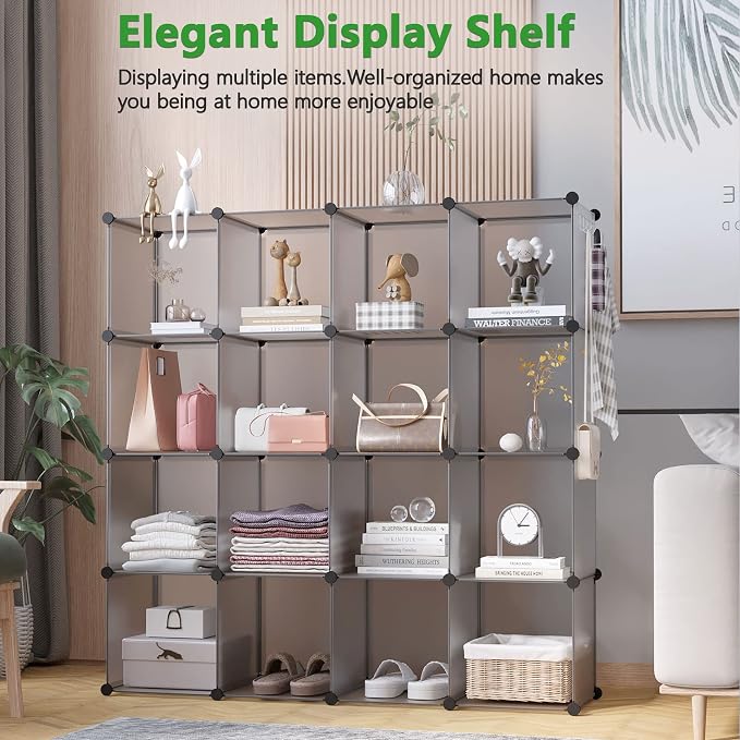 C&AHOME Plastic 16-Cube Grey UPCS16G - Image 4