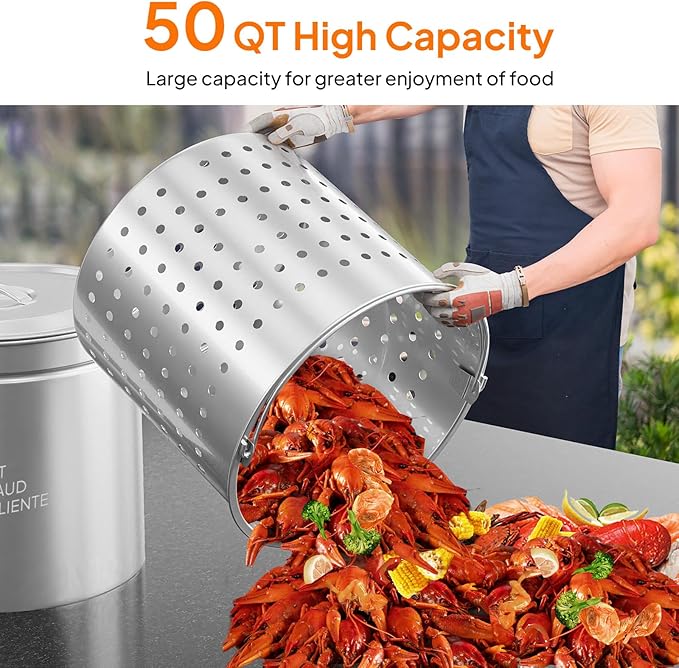 ROVSUN 50QT Stainless Steel Seafood Boil Pot - Image 3