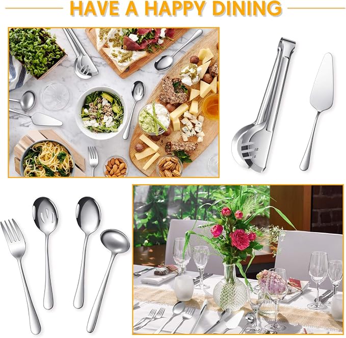 Patelai Serving Utensils Set Include Stainless Steel Large Spoons Slotted - Image 5