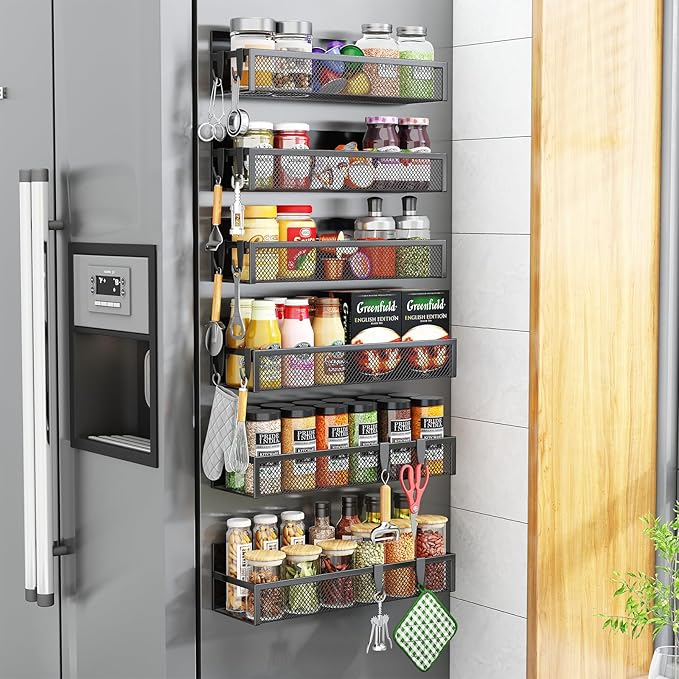 Aufworld Magnetic Spice Rack for Refrigerator, 6 Pack Magnetic Shelf, Fridge by Unknown