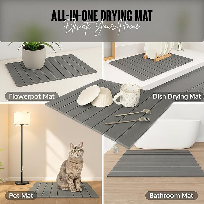 Large Stone Dish Drying Mat for Kitchen Counter, Instant Drying Pad, Super - Image 5