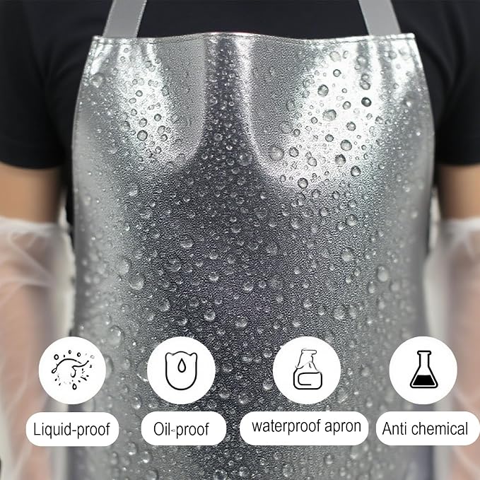 ELEBOX Waterproof Oil Proof Bib Apron Utility Apron Chemical Resistant Apron - Image 4