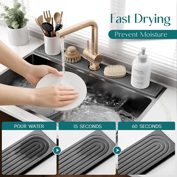 eormoe 30 inch Kitchen Faucet Absorbent Mat - Image 3