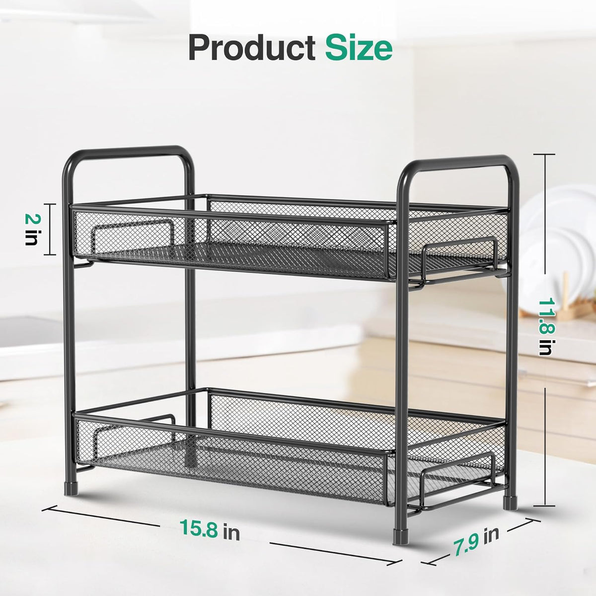 Spice Rack Organizer for Countertop,Xpatee 2-Tier Foldable Metal