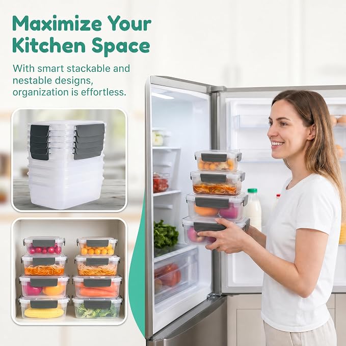 YORY 7 cup Plastic Food Storage Containers - Image 5