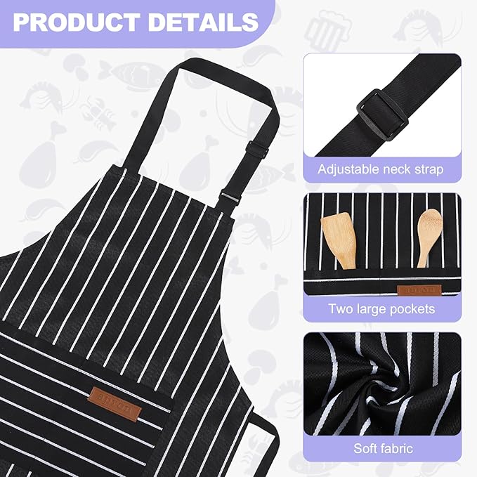 2 Pack Stripes Kids Apron, Kids Cooking Aprons - Image 3