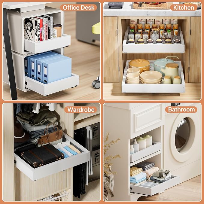 2 Pack Pull out Cabinet Organizer, Width Depth, - Image 4