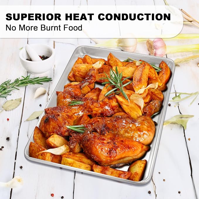 Half Sheet Pans with Rack Set, 18 Inch Commercial Quality Baking Sheet Pan Set - Image 5