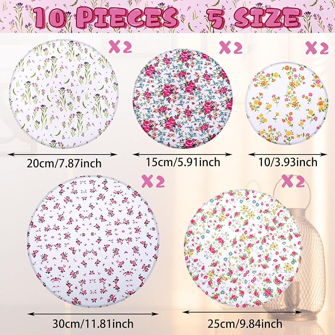 Patelai 10 Pcs Bowl Covers Reusable in 5 Size Stretch Cloth Fabric Elastic Food - Image 2