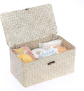 Sumnacon Wicker Basket with Lid Rectangle Woven Baskets by Sumnacon
