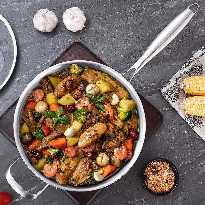 LOLYKITCH 7 QT Tri-Ply Stainless Steel Sauté Pan - Image 6