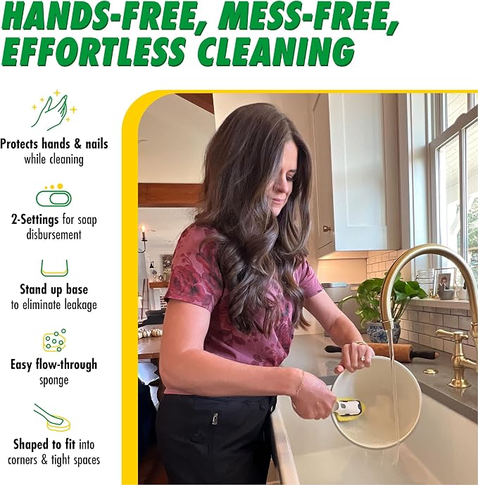 Libman Dishmatic I-Stand Dish Wand Kit, Kitchen Cleaning Scrub Brush - Image 3