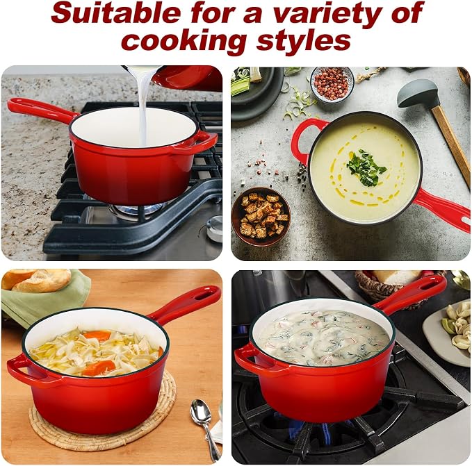 HaSteeL 1 QT Cast Iron Saucepan, Mini Enamel dutch oven - Image 7