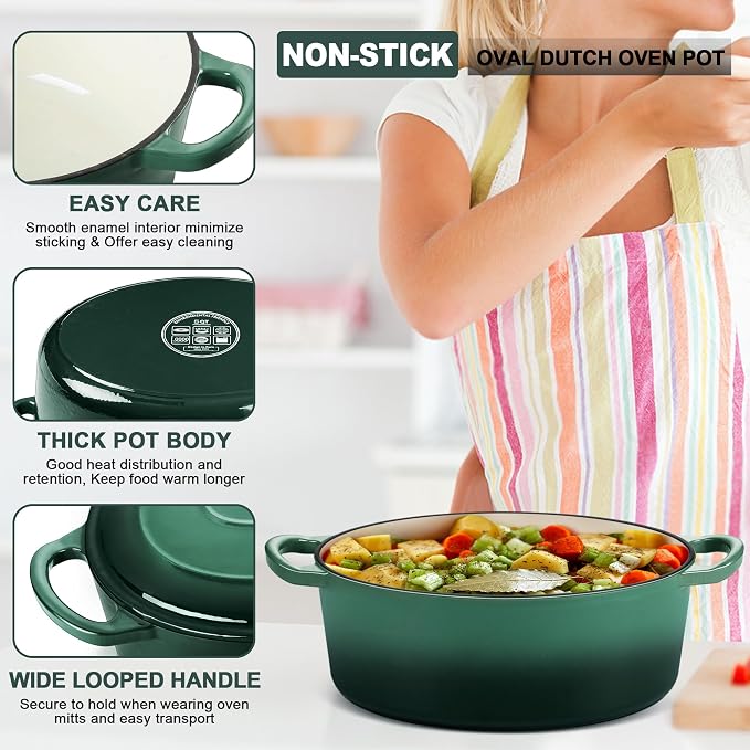 E-far 7QT Oval Dutch Oven Pot - Image 3