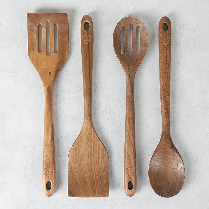 Martha Stewart Bainford 4-Piece Wooden Kitchen Utensil Set, Walnut – Cooking - Image 4
