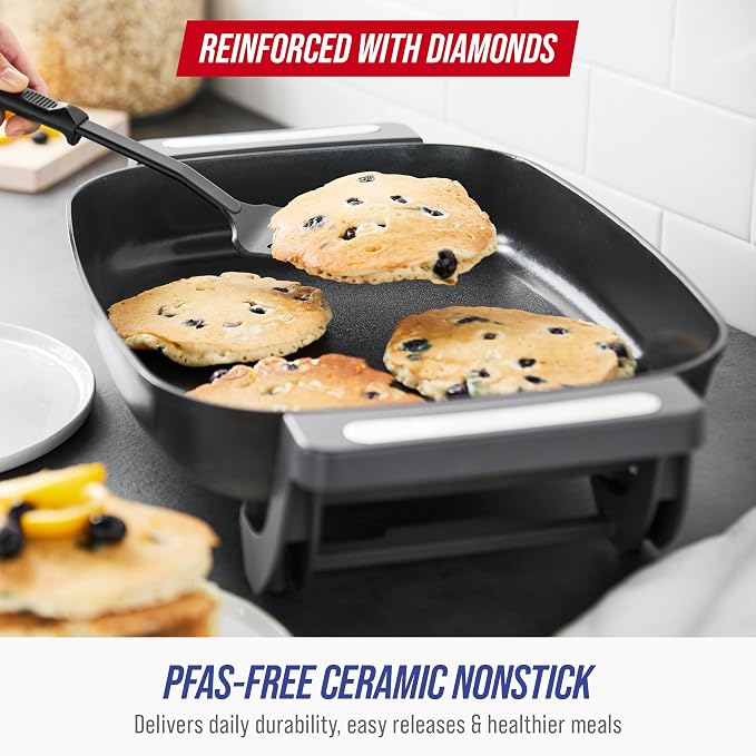 Blue Diamond 7QT 5-in-1 Extra Large Electric Skillet, Healthy Ceramic Nonstick - Image 2