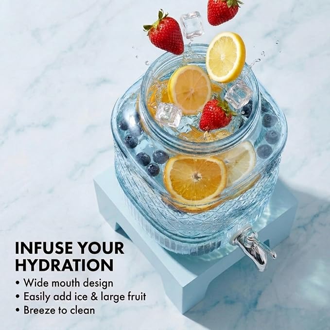 Beverage Dispenser 1 Gallon, Glass Drink Dispenser - Image 4