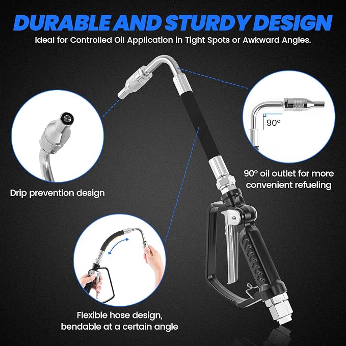 Pneumatic Oil Gun Dispenser, Oil Control Valve Nozzle 1/2-Inch NPT Inlet - Image 2