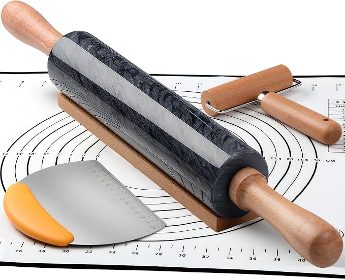 18.5 inches Marble Rolling Pin, Large Non-Stick Dough Roller, by aisiming