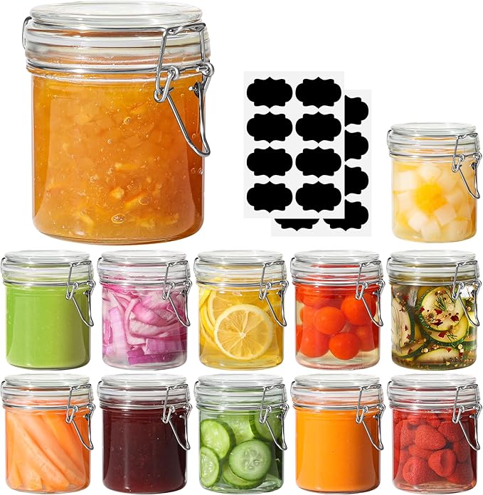 ComSaf 8oz Glass Jars with Airtight Lids, Bulk Cylindrical Jelly Jars by ComSaf