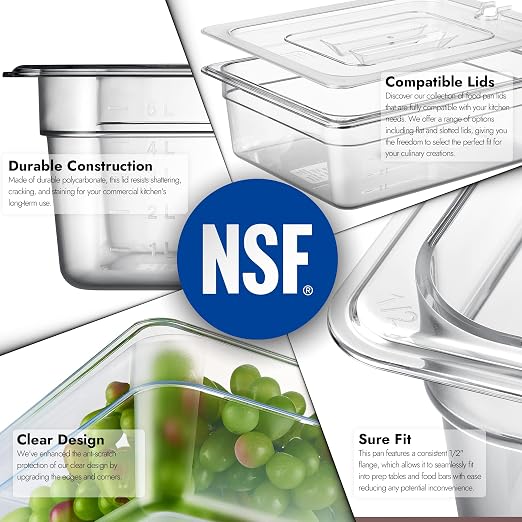CURTA 6-Pack 1/2 Size 4" Deep NSF Polycarbonate Food Pans | Dishwasher & - Image 5