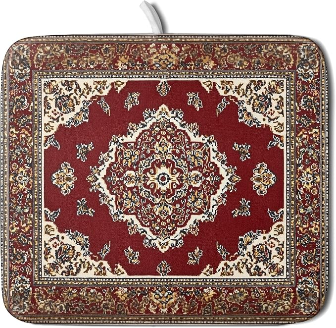 Giwawa Vintage Boho Dish Drying Mat Antique Tribal Rustic Red Floral Dish by Giwawa