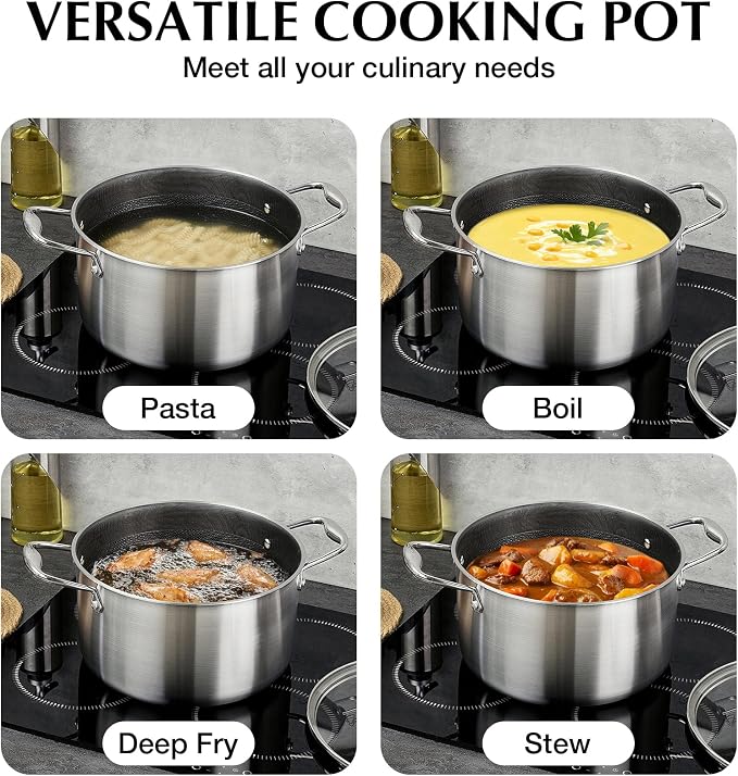 KOCH SYSTEME CS Triply Stainless Steel Pot 6 Quart, Nonstick Hybrid 18/10 - Image 5