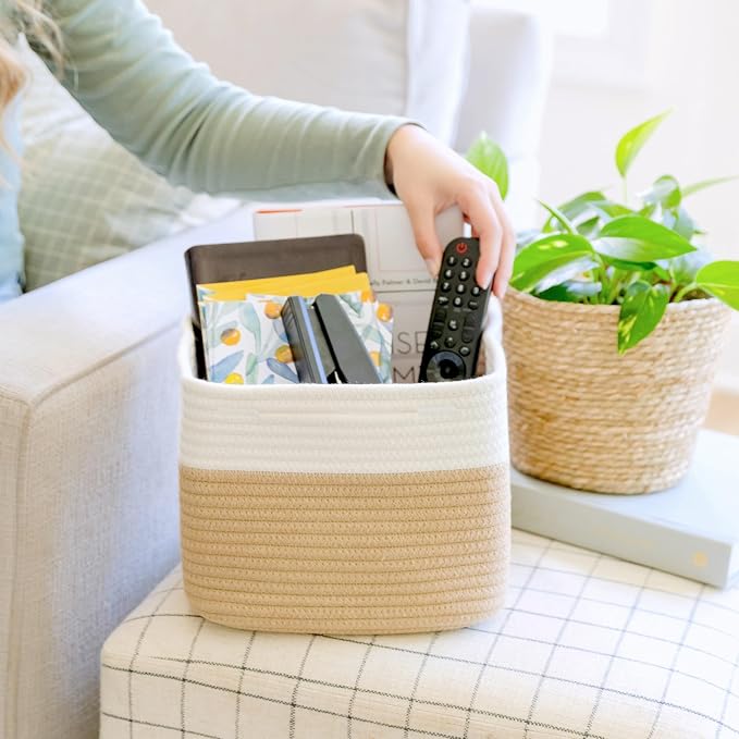 NaturalCozy Storage Cubes 9”x9”x7”Cotton Rope Woven Baskets - Image 8