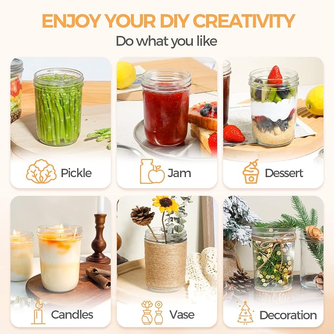 ComSaf Wide Mouth Mason Jars 16oz - Image 9