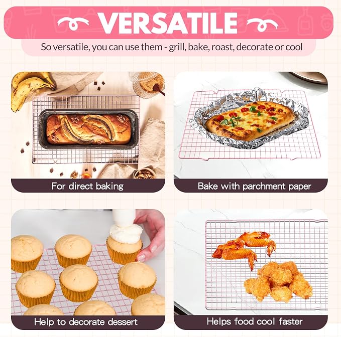 2 PCS Cooling Racks for Cooking and Baking, 16x10 Inches Stainless Steel - Image 3