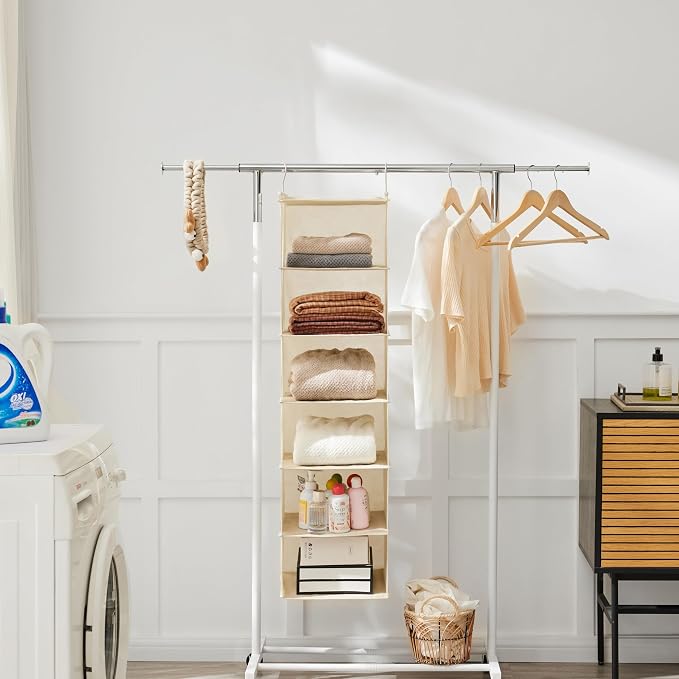 MAX Houser 6 Tier Shelf Hanging Closet Organizer, Cloth Hanging Shelf - Image 7