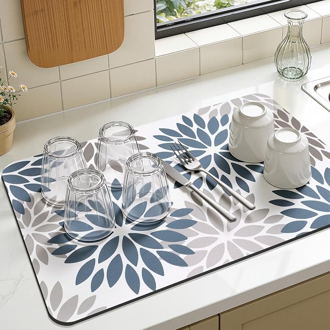 Findosom Floral Dish Drying Mat, Cuttable Drying Mat - Image 5