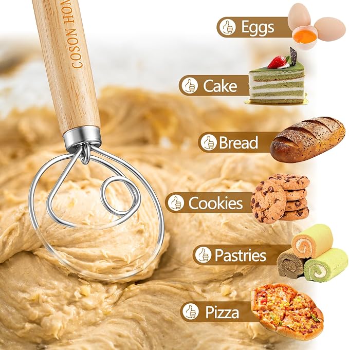 Pack of 2 Danish Dough Whisk, Kitchen Baking Flour Mixing Tool - Image 4