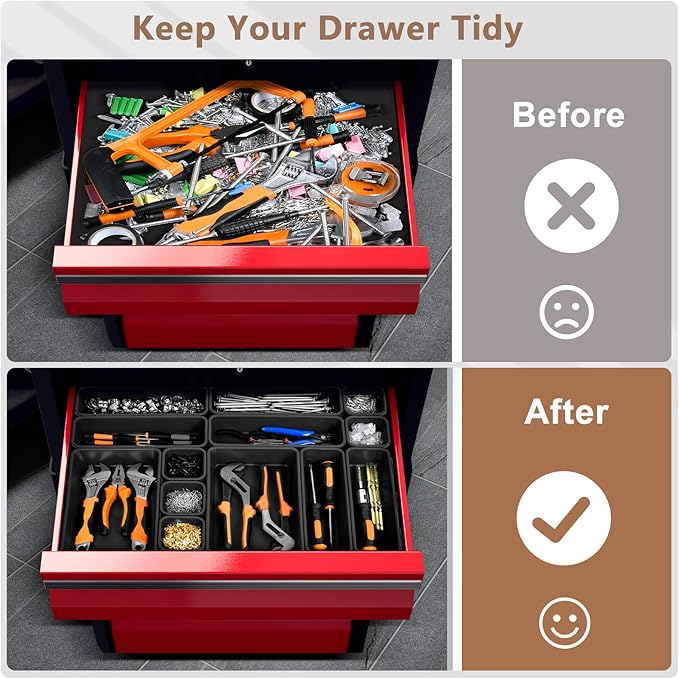 A-LuGei【 & 5 Size Tool Box Organizer Tray Divider Set, 【Black】 - Image 3