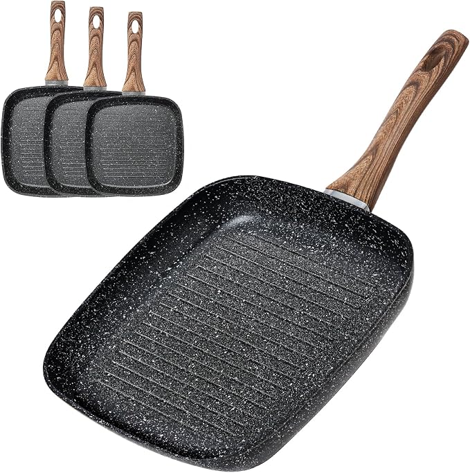 NEWBULIG 3-Piece Nonstick Grill Pan Set, Square Griddle Pans by NEWBULIG