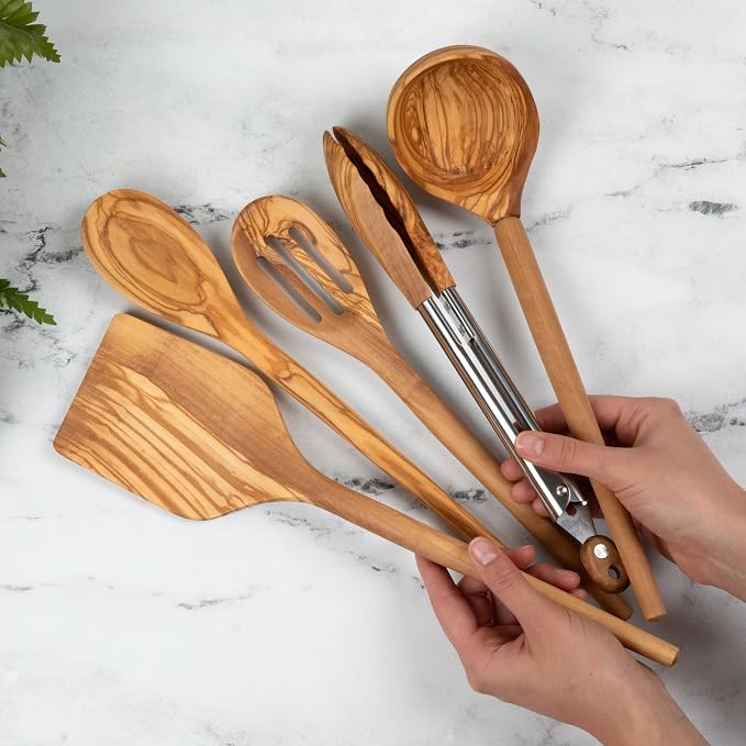 Salt & York 5-piece Olive Wooden Kitchen Utensil Set - Image 3