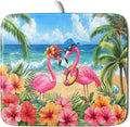 Summer Flamingos Dish Drying Mat 16x18 inch Tropical Beach Microfiber Washable by Giwawa