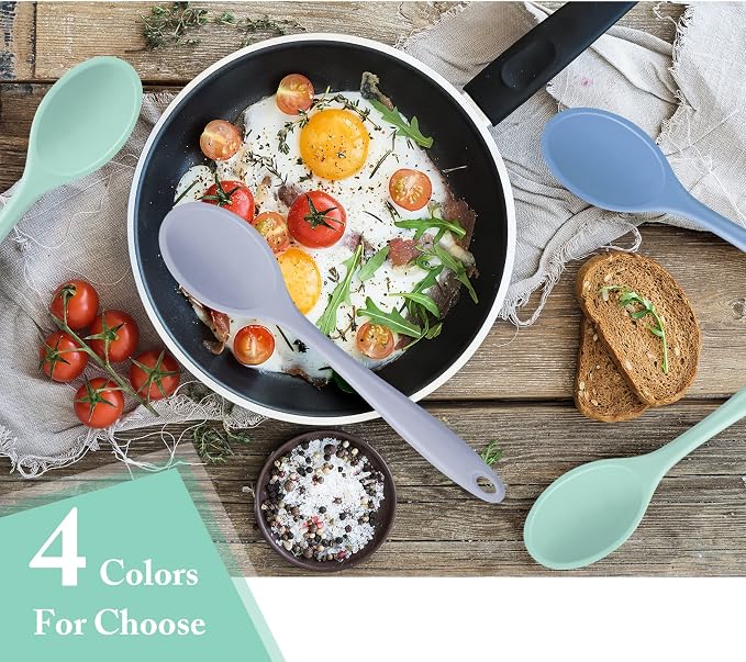 Shappy 4 Pieces Silicone Cooking Spoons 10.6 Inch Heat Resistant Kitchen Spoons - Image 6
